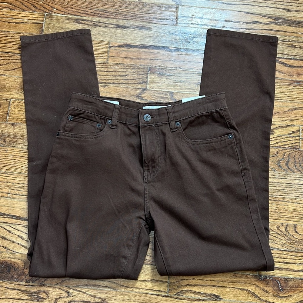 Lucky Brand Slim Austée Chocolate Brown Adjustable Waist Pants | Size 16 | NWT